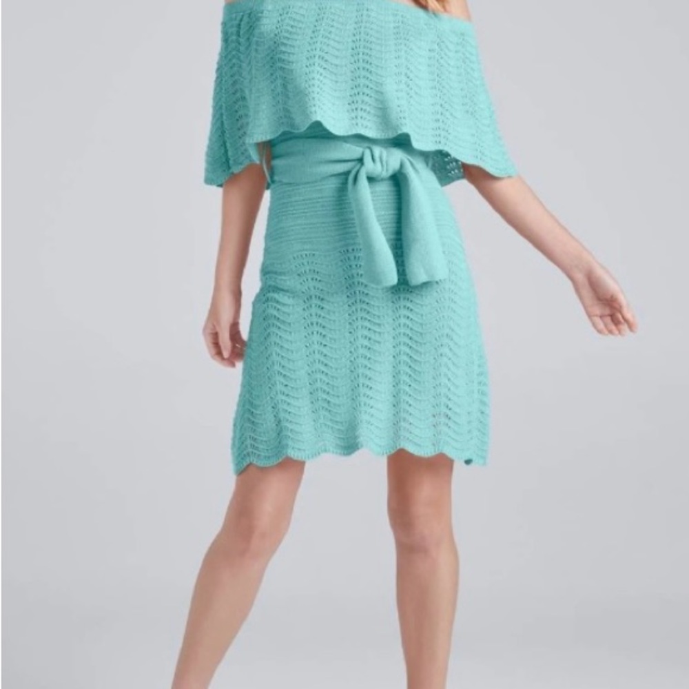 VENUS Aqua Off-Shoulder Dress